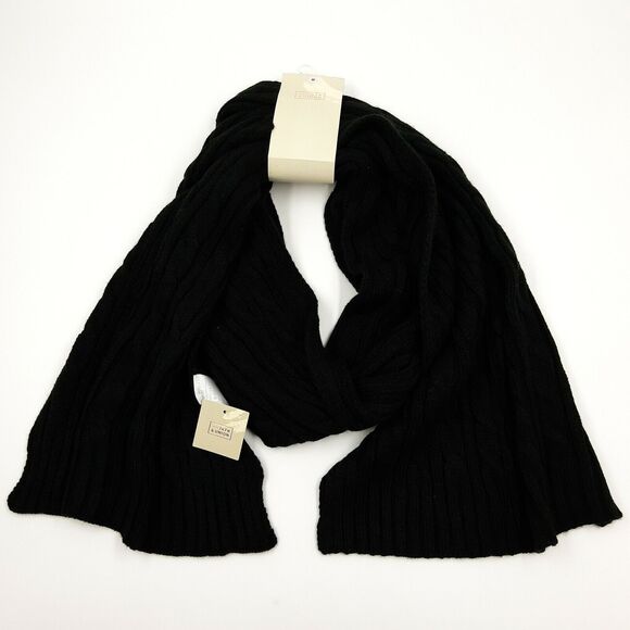 14th & Union Unisex Black Textured Knit Casual Warm Scarf - Picture 1 of 2